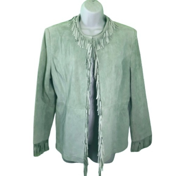 VINTAGE Fringed Suede Jacket Size M - Picture 1 of 5